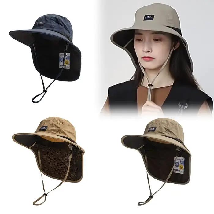 Soldes d'été ! Chapeau de pêcheur unisexe coupe-vent à séchage rapide avec rabat pour le cou et protection UV pour la pêche et la randonnée en plein air