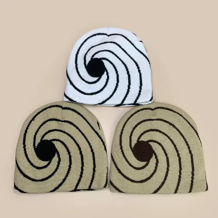 Nouveaux Bonnets Tricotés Jacquard Vortex Eye Personnalisés pour Hommes et Femmes
