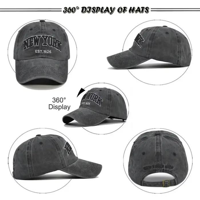 Casquette en coton délavé brodé de New York pour hommes et femmes