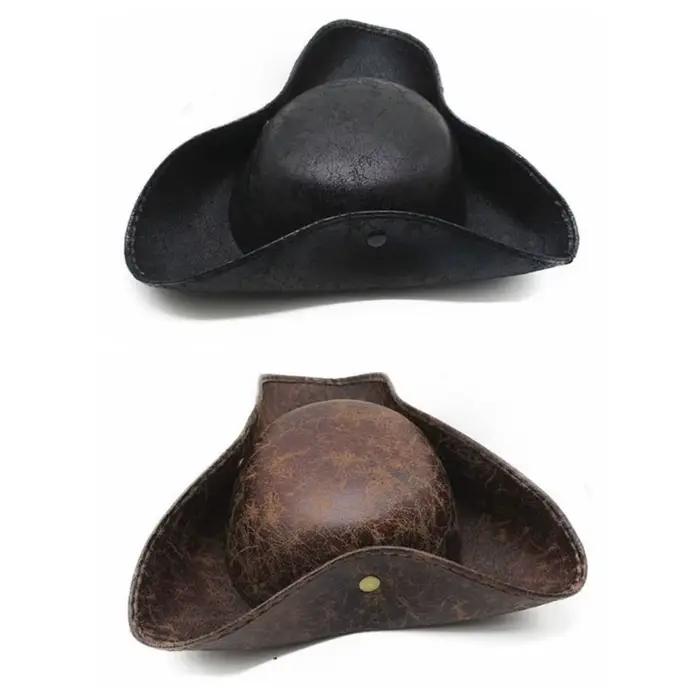 Chapeau de pirate en similicuir pour cosplay