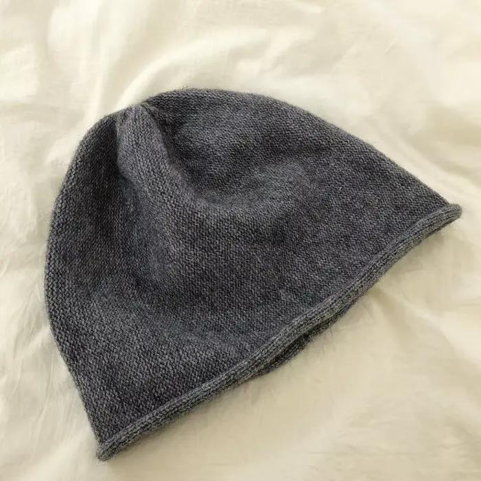 Bonnet femme avec laine tricot chapeau automne et hiver coréen rétro chaud s mode décontracté couleur unie