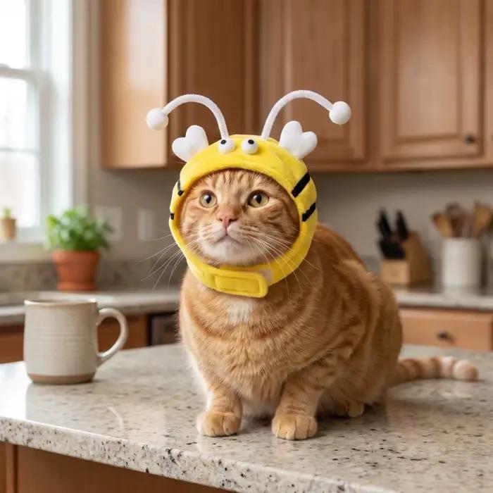 Chapeau en peluche chaud et doux pour chat