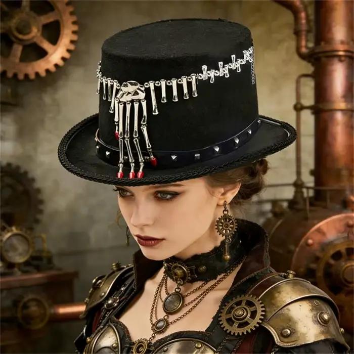 Casquette gothique élégante avec frange décorative