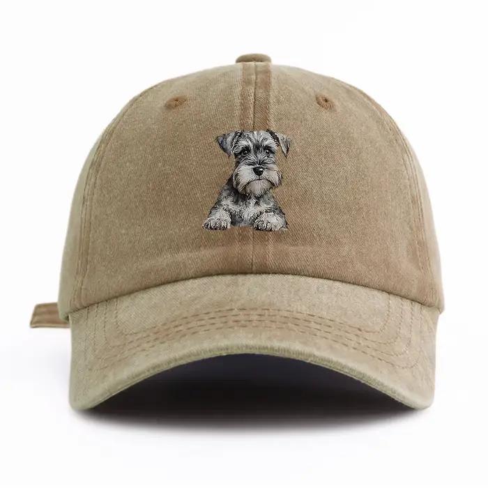 Casquette de Baseball délavée imprimée Schnauzer pour adultes