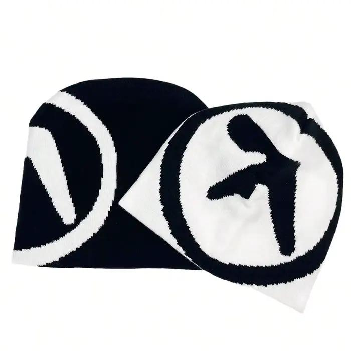 Bonnet tricoté gothique en fibre acrylique avec étoile design streetwear pour femmes occasions décontractées hiver