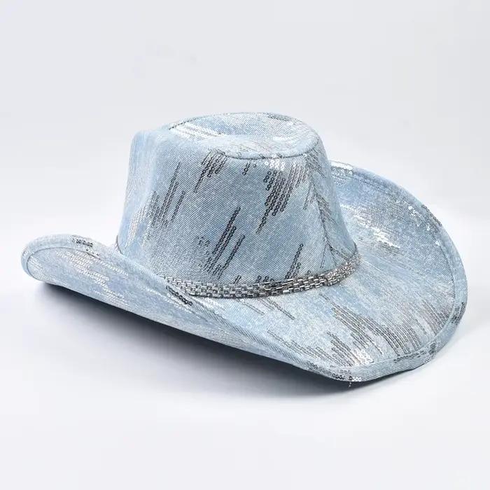 Chapeau de cowboy occidental en denim lavé