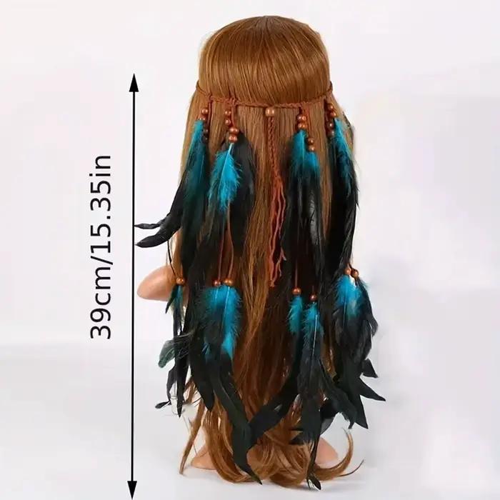 Bohème femmes bandeau Vintage Hippie plume coiffure casque pour dames filles indien ethnique bandeaux cheveux accessoires