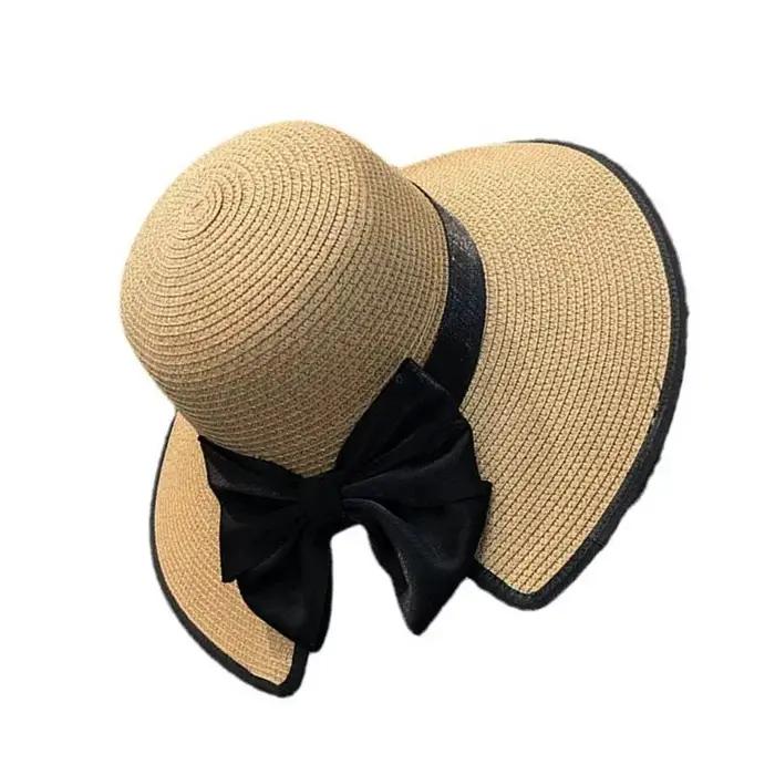 Chapeau paille à nœud papillon multi-usage 39BD