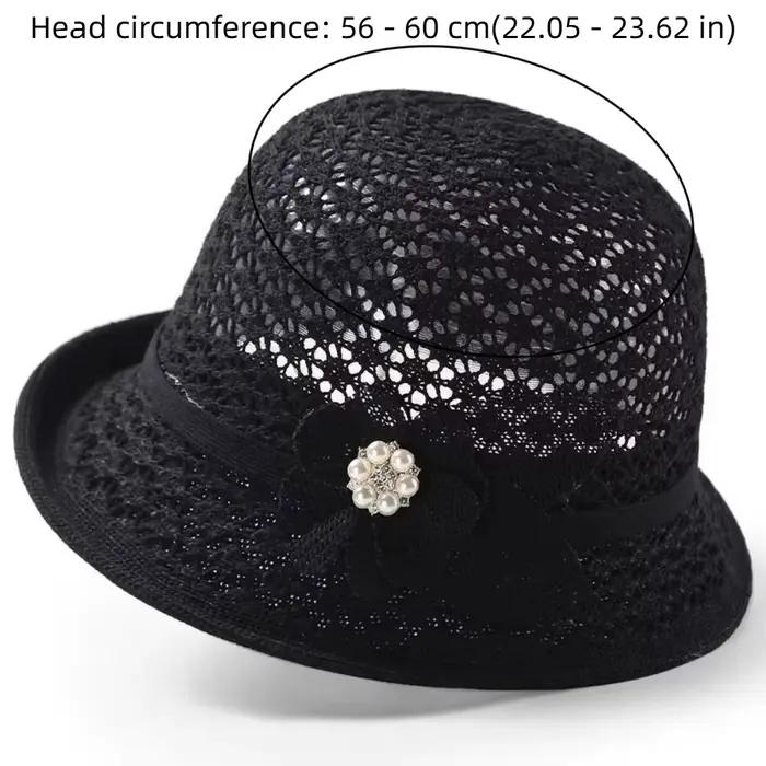 Chapeau de soleil élégant ajouré avec décoration florale