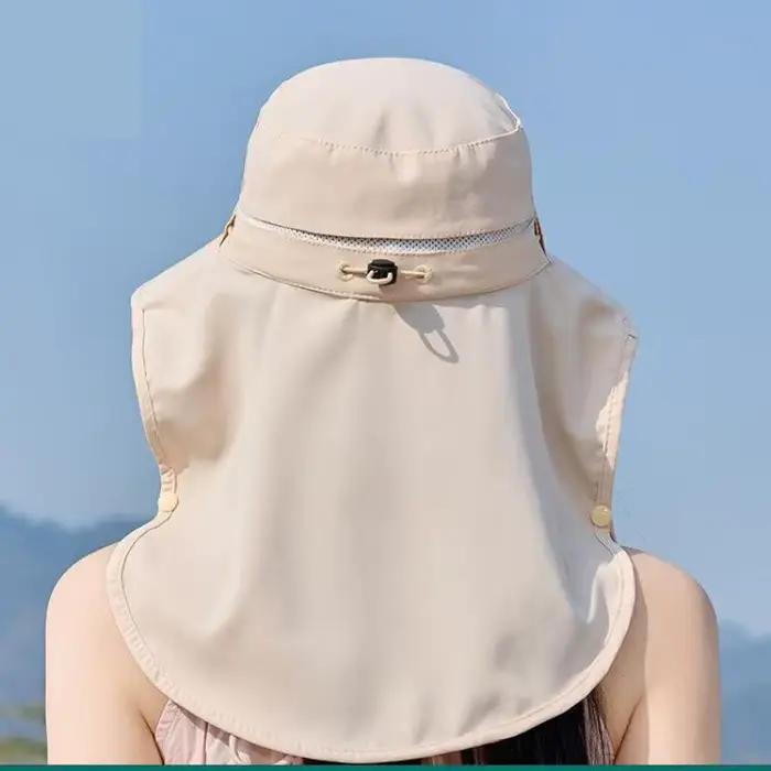 Chapeaux d'été pour femmes chapeau de soleil Protection Uv avec masque châle