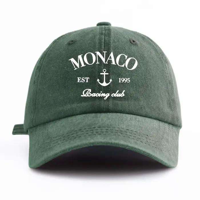Casquette de Baseball délavée imprimée MONACO pour adultes