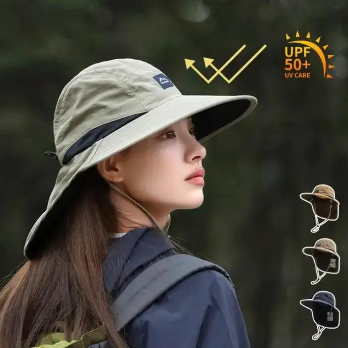 Soldes d'été ! Chapeau de pêcheur unisexe coupe-vent à séchage rapide avec rabat pour le cou et protection UV pour la pêche et la randonnée en plein air