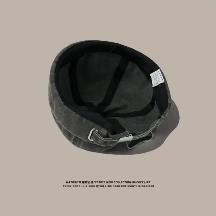 Casquette sans visière en denim délavé
