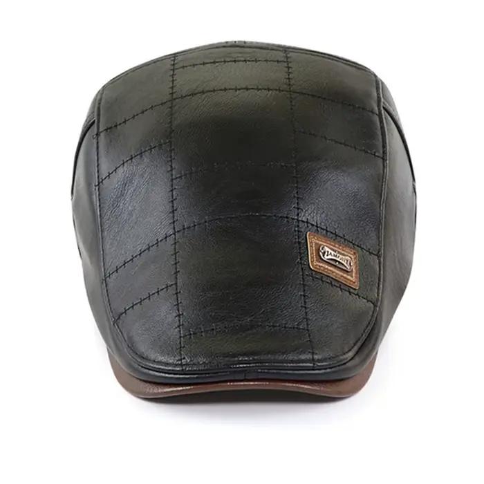Casquette rétro en simili cuir pour hommes ajustable visière sport décontracté printemps automne
