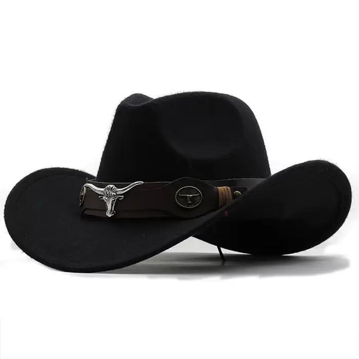Casquette de Cowboy Jazz Fedora en Polyester Solide pour Femmes Hommes et Enfants Occasions Décontractées Toutes Saisons