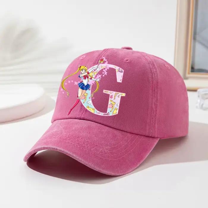 Casquette Sailor Moon pour Femmes Chapeau de Soleil Style Anime Lettres A-Z Pour Filles Sports Plein Air Bonnet Adulte Occasions Spéciales