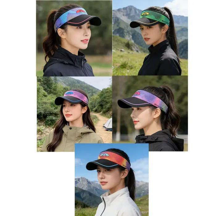 Chapeau d'été à visière ouverte protection solaire séchage rapide imprimé coloré pour course marathon randonnée trail running