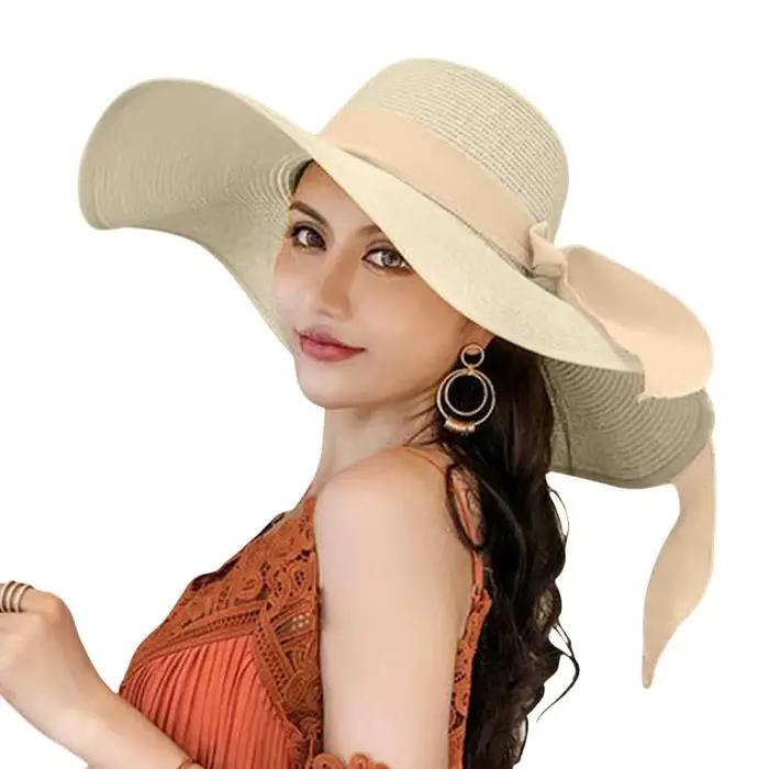 Chapeau pliable en paille pour femme