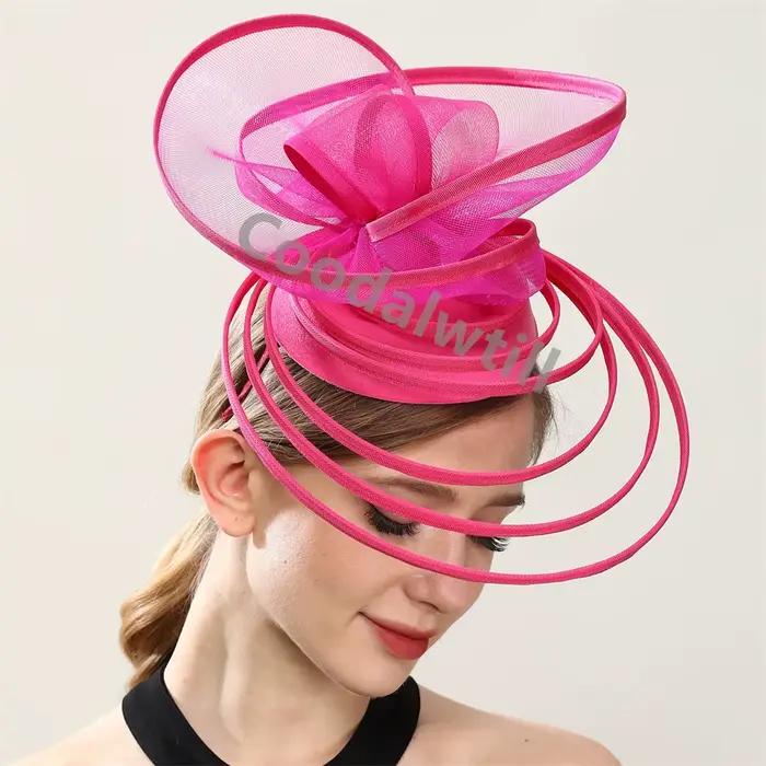 Élégant église fête Fascinator chapeau bandeau femmes dames Derby mariage casque maille chapellerie casquette pince à cheveux Royal Ascot chapeaux
