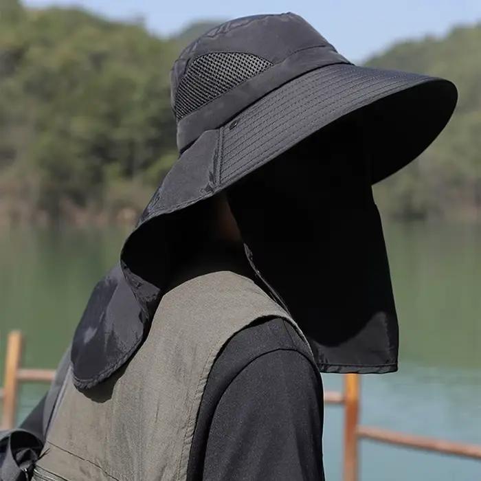 Nouveau Chapeau Pare-Soleil à Grande Visière avec Masque Intégré pour la Pêche