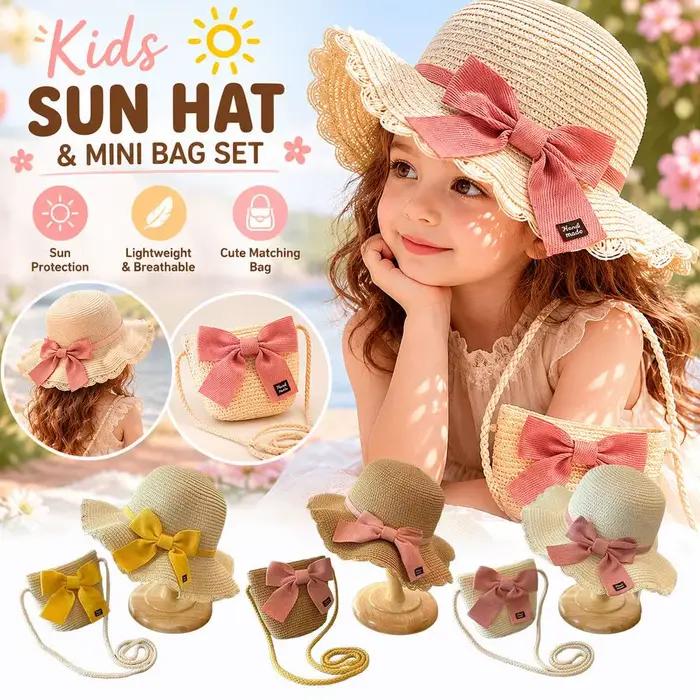 Ensemble chapeau de soleil en paille et sac bandoulière