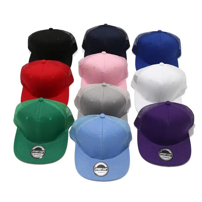 Chapeau en filet à bord plat 6 pièces hip-hop avec logo personnalisé