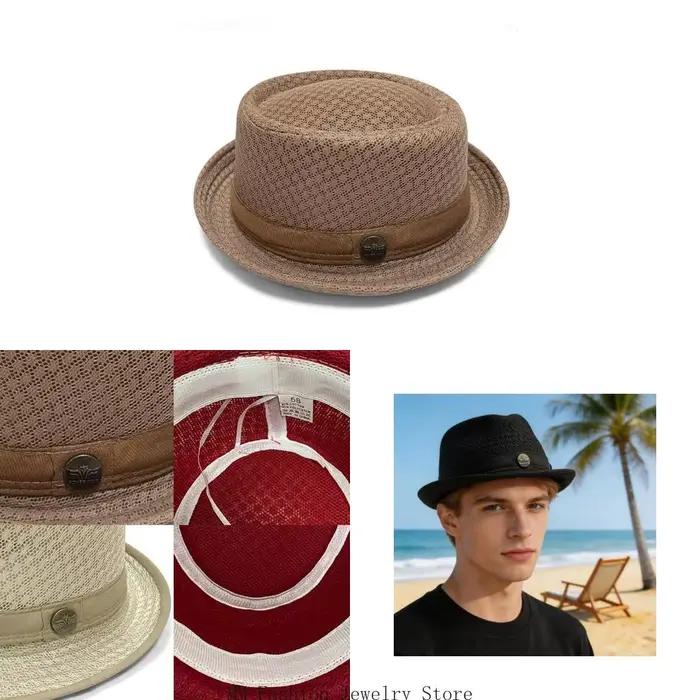 Chapeau soleil d'été pour homme texture en maille respirante forme porc taille réglable pour vêtements décontractés occasions estivales