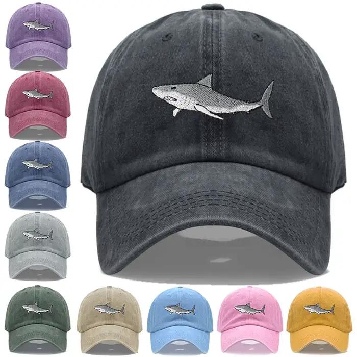 Casquette de baseball brodée avec un requin pour femmes et hommes