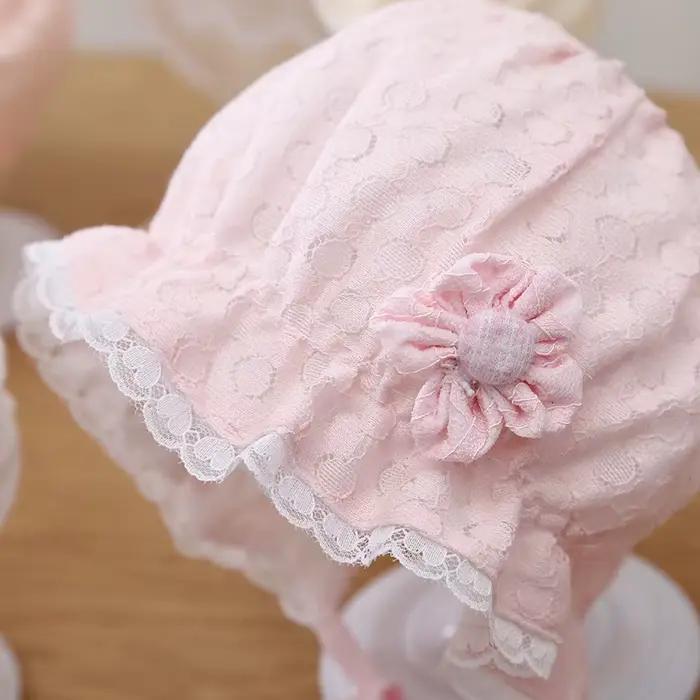 Chapeau de soleil respirant pour bébé fille 1-12 mois avec large bord en dentelle