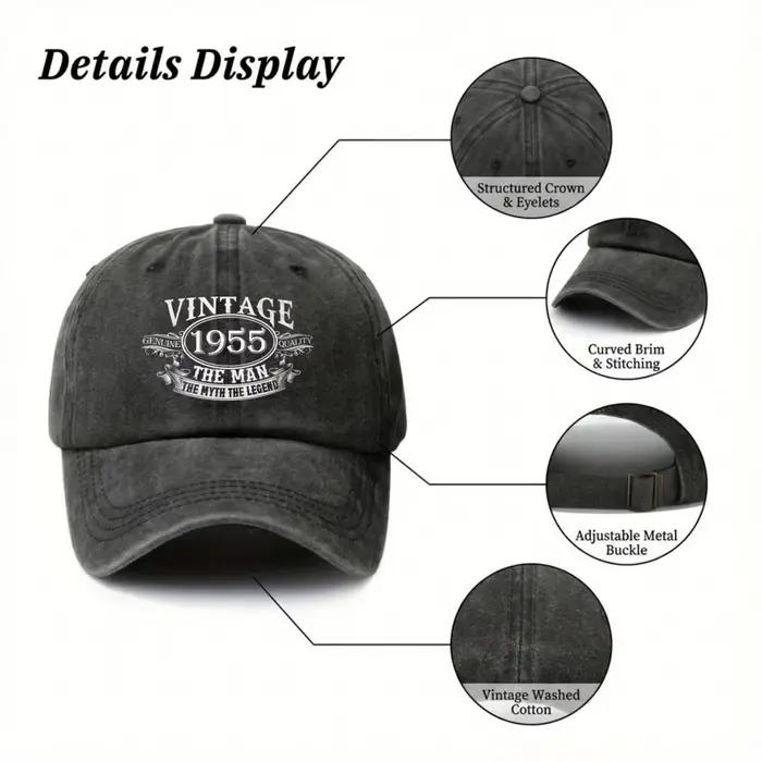 Casquette de baseball vintage 1955 The Man The Myth Legacy