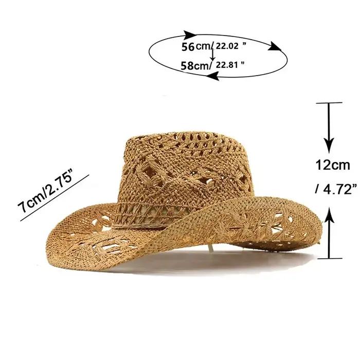 Chapeau de Cowboy occidental en paille pour femmes et hommes