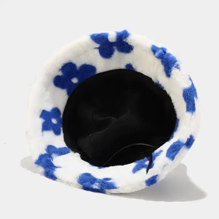 Chapeau seau en fourrure moelleuse pour femmes