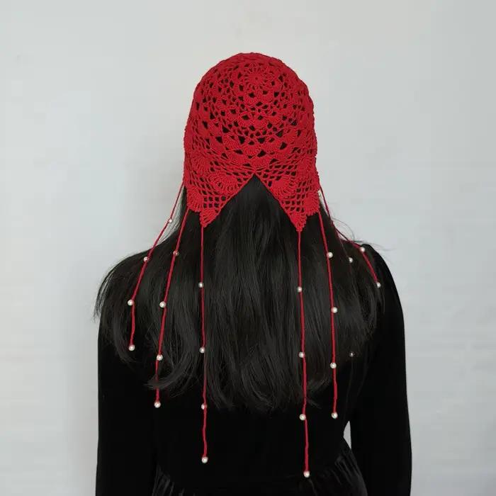 Chapeau au Crochet creux tricoté à la main pour femmes, bonnets fleuris polyvalents, idéals pour le sport et les voyages, résistants aux quatre saisons