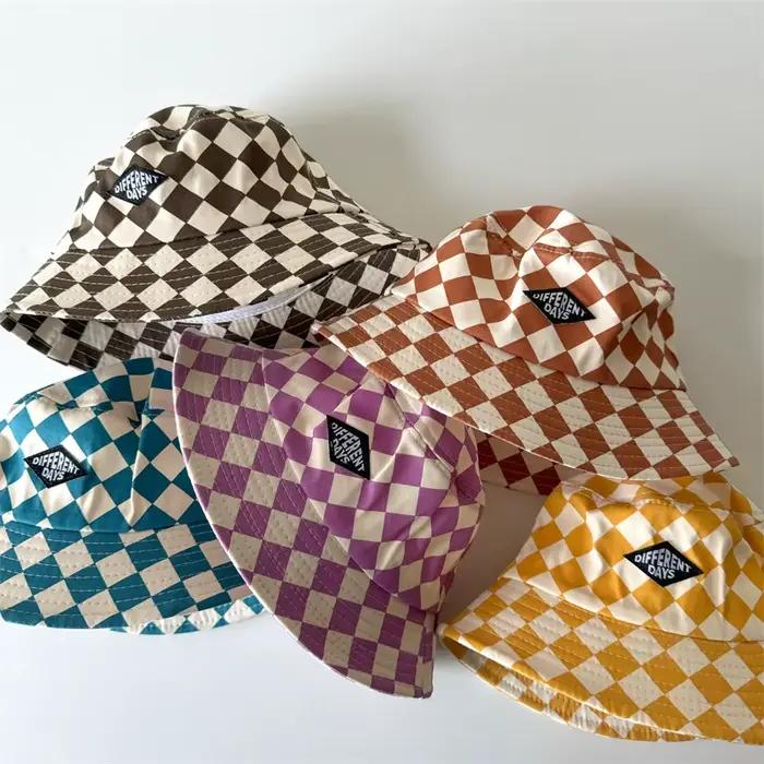 Nouveau motif damier enfants seau chapeau mignon Plaid bébé garçons filles
