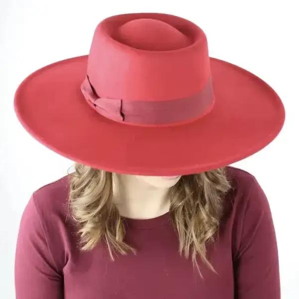 Fedora Bow chapeau à large bord église Derby plat