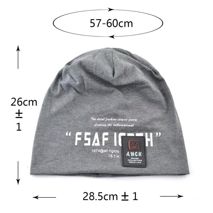 Bonnet homme chapeaux automne extérieur mince décontracté Skullies bonnets impression lettres Streetwear Hip Hop
