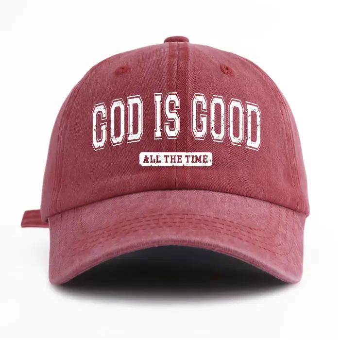 GOD IS GOOD Chapeau de baseball imprimé délavé à l'eau Simple