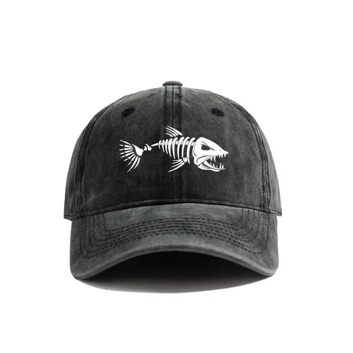 Casquette de Baseball en arête de poisson été en détresse papa chapeaux hommes pêche en plein air squelette os