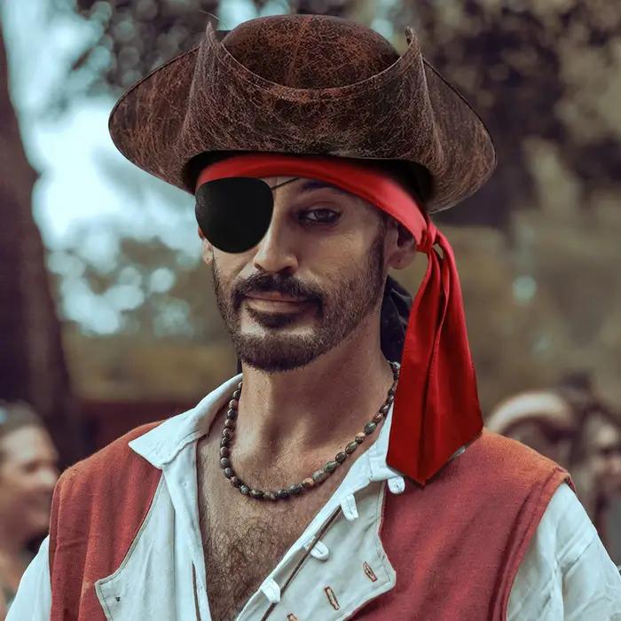 Chapeau de pirate en faux cuir vintage avec boutons pour hommes et femmes costumes d'halloween et événements Renaissance