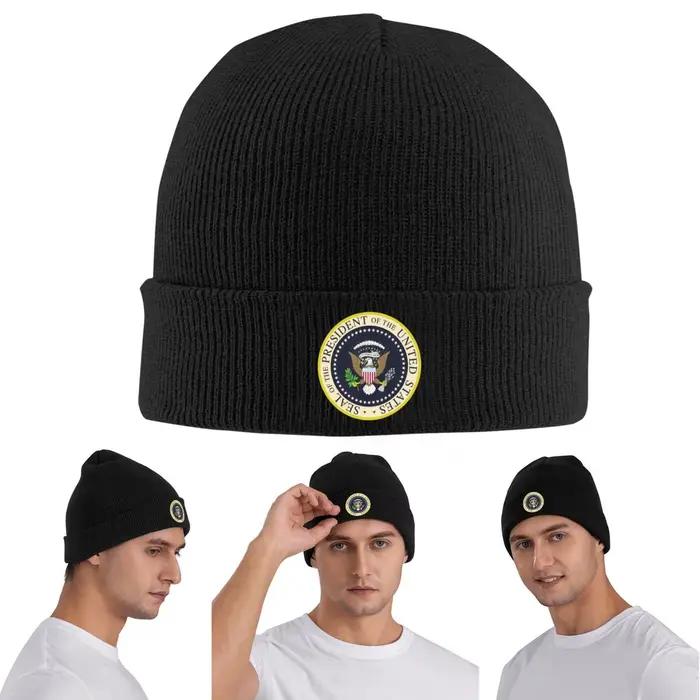 Sceau du président des états-unis casquette tricotée chaude hiver tricot Bonnet chapeau Skullies bonnets Hip Hop casquettes pour unisexe