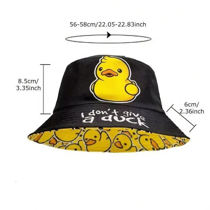 Chapeau de pêcheur à imprimé canard double face style hip-hop pour les voyages en plein air et la plage