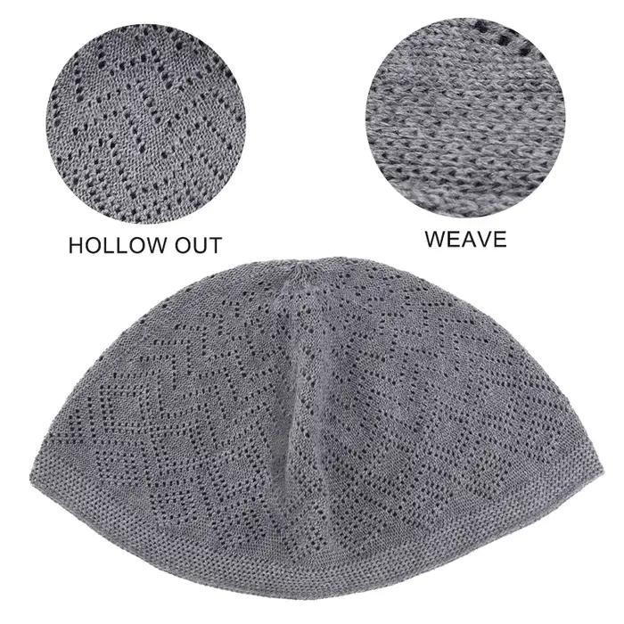Tricoté hommes musulmans chapeaux de prière unisexe bonnets casquette chaud islamique Ramadan juif arabe Crochet chapeau