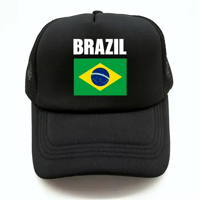 Casquette de baseball réglable en maille filet avec drapeau du Brésil pour adultes