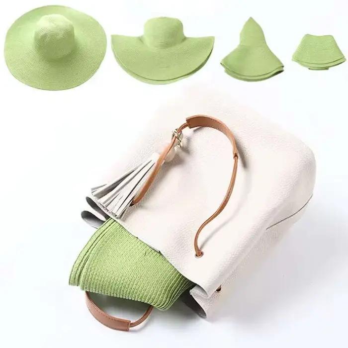 2017 D'été De Mode de Paille Souple Chapeaux Casual Vacances Voyage Large à larges bords
