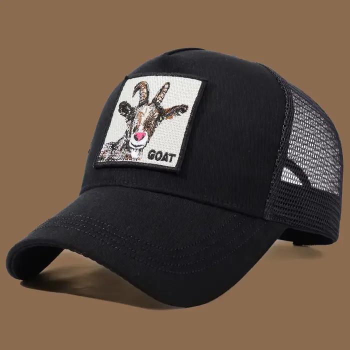 Casquette de camionneur unisexe avec broderie et appliques de chèvre – Idéal pour un usage quotidien décontracté