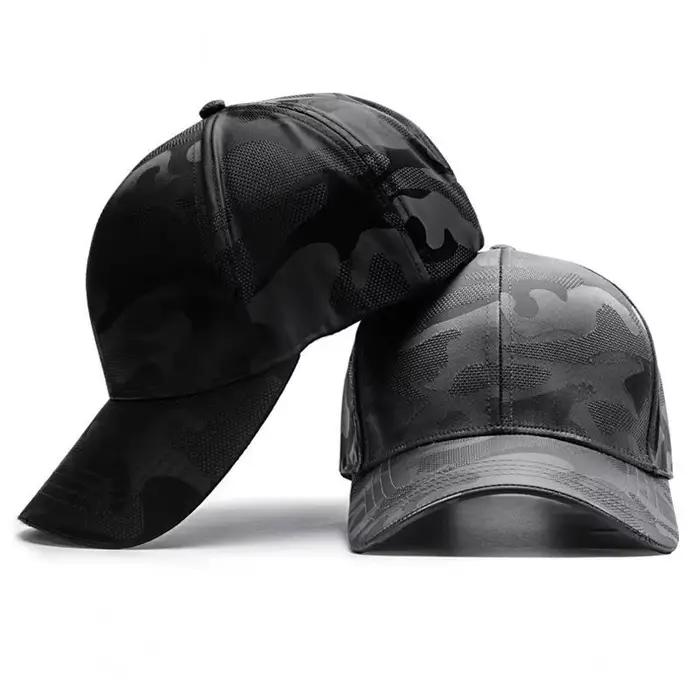 Casquette de baseball pour hommes en polyester réglable grande taille protection solaire gris ivoire noir et gris foncé pour extérieur et quatre saisons