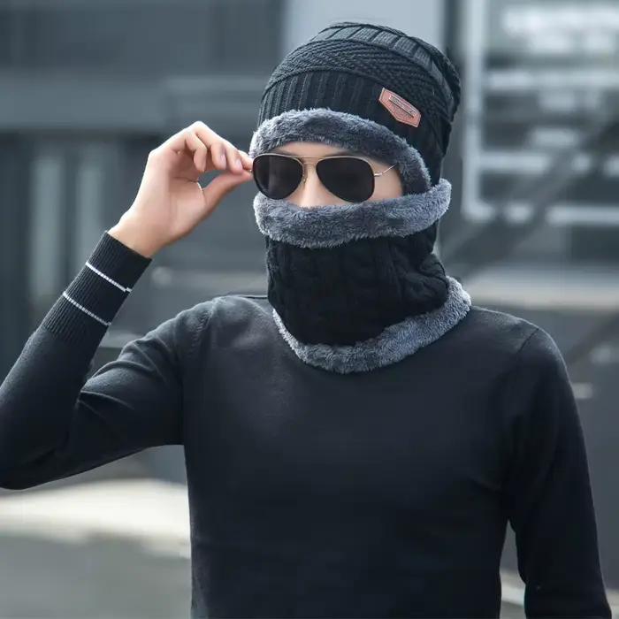 Lot de 2 chapeaux et écharpes d'hiver en tissu épais