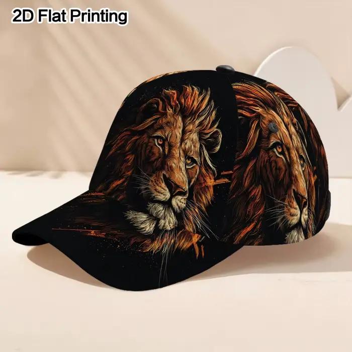 Casquette de baseball légère et réglable à motif de portrait de lion imprimé