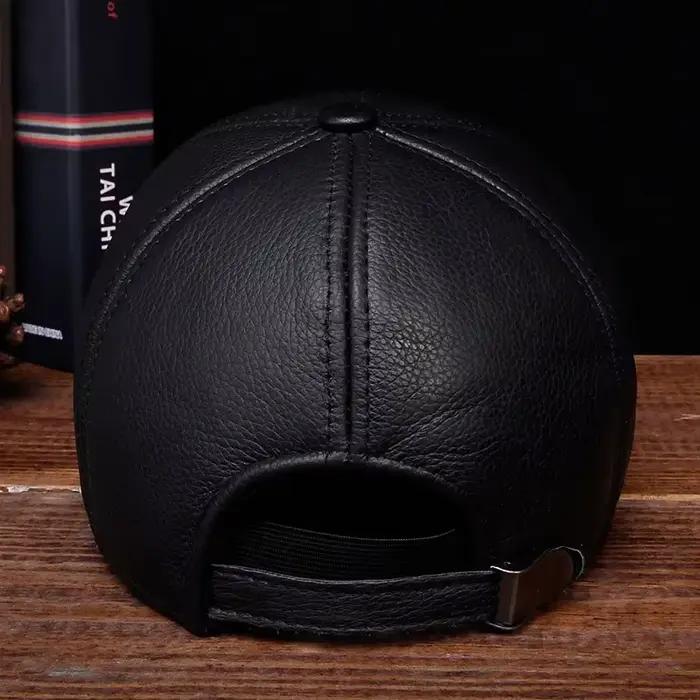 Casquette de baseball en cuir véritable pour homme