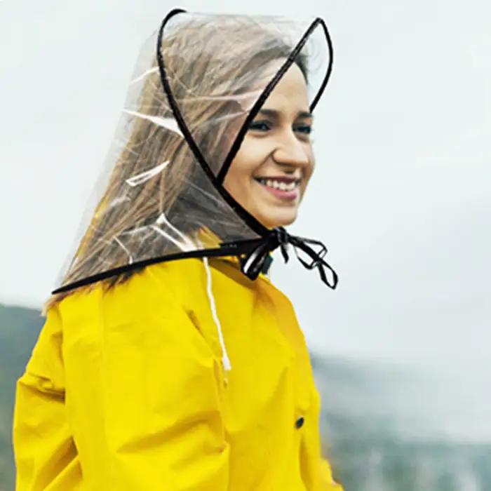 Chapeau de pluie transparent réutilisable pour femmes avec visière, protection contre les intempéries, ajustement universel, pour fêtes, révélation du sexe, shopping, jardinage, plage